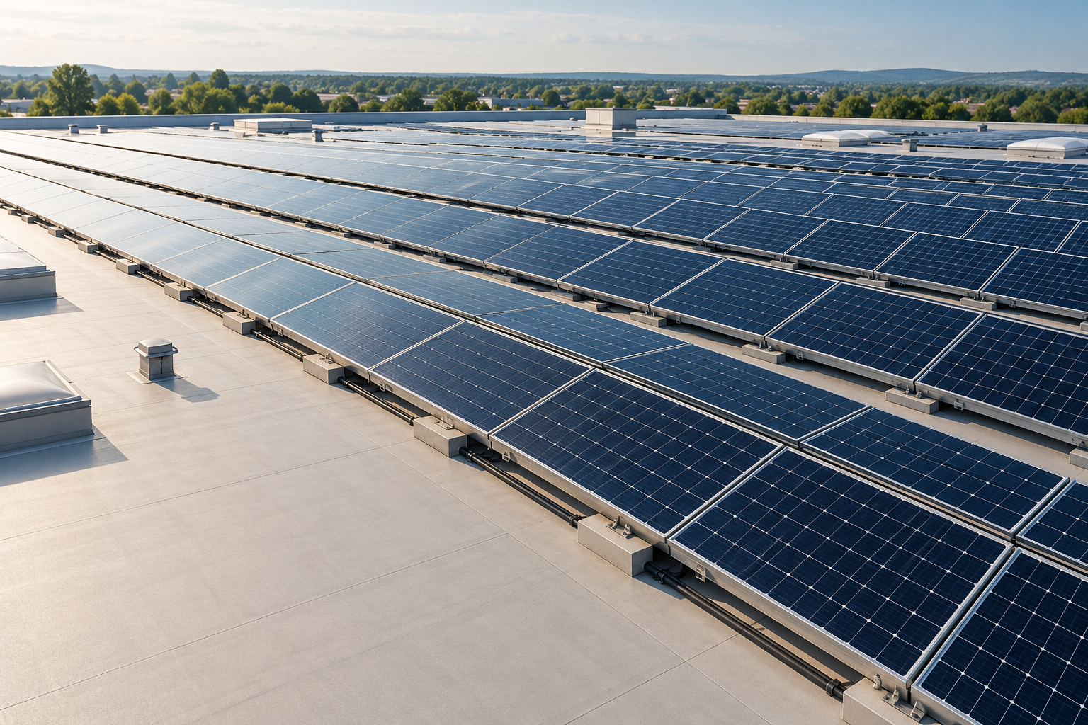 Photovoltaikmodule auf einem Gewerbedach
